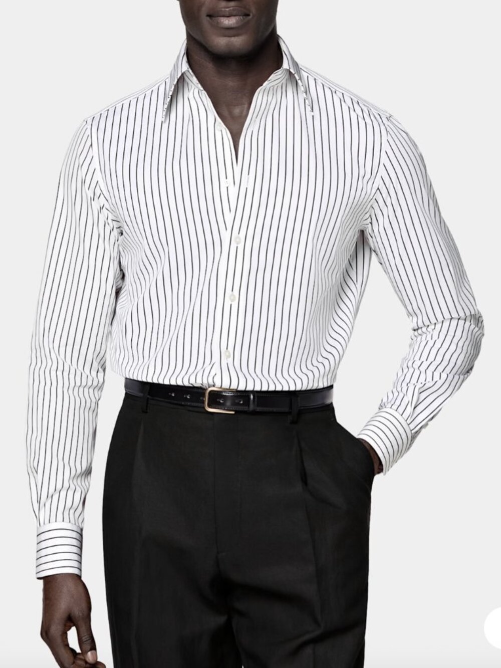 Suitsupply Striped Tailored Fit Button Up Shirt in 40/15 3/4